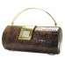 Evening Bag - Snake Skin Embossed Clutch w/Crystal Stones Accent Metal Flap Closure - Brown - BG-HPR377BR
